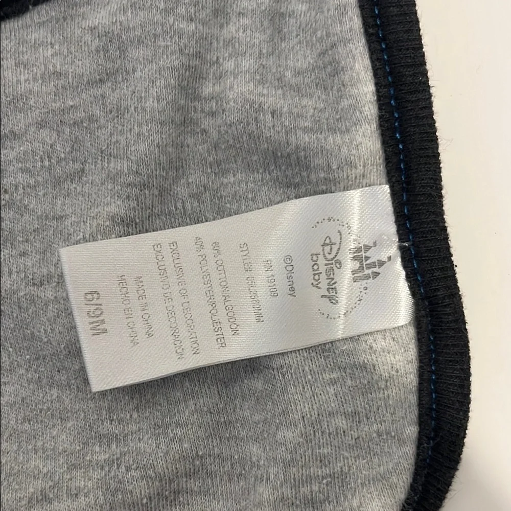Disney Gray Baby Bib with Mickey Mouse Design and Snap Closure
